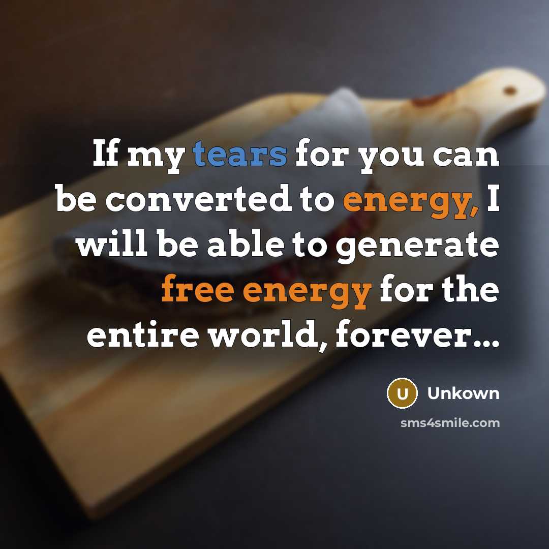 “If my tears for you can be converted to energy, I will be able to generate free energy for the entire world, forever...” quote by Unkown