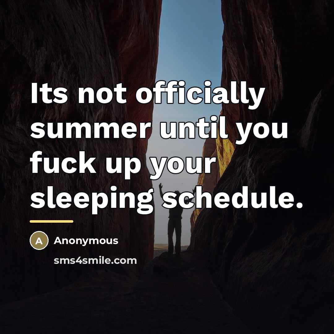 “Its not officially summer until you fuck up your sleeping…” quote by Anonymous