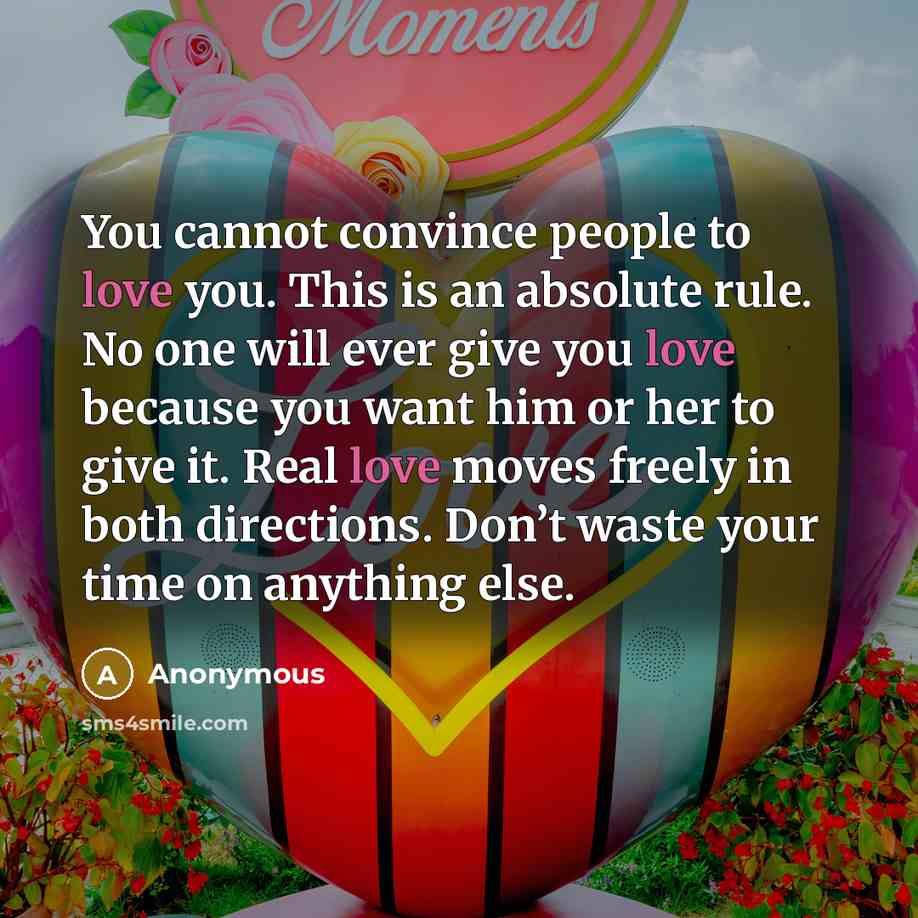 “You cannot convince people to love you. This is an…” quote by Anonymous