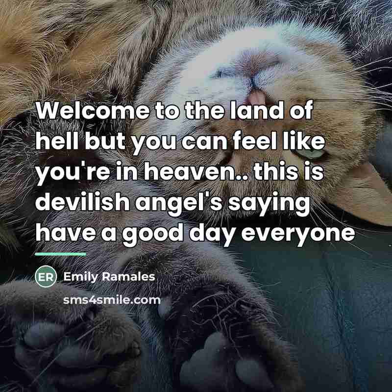 “Welcome to the land of hell but you can feel…” quote by Emily Ramales