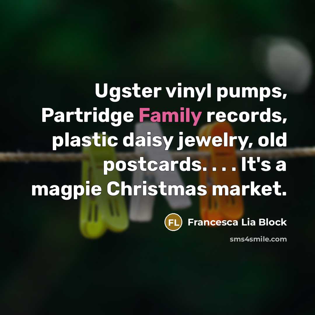 “Ugster vinyl pumps, Partridge Family records, plastic daisy jewelry, old…” quote by Francesca Lia Block