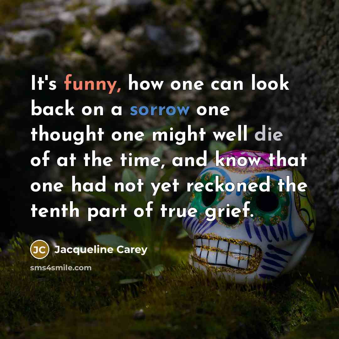 “It's funny, how one can look back on a sorrow…” quote by Jacqueline Carey