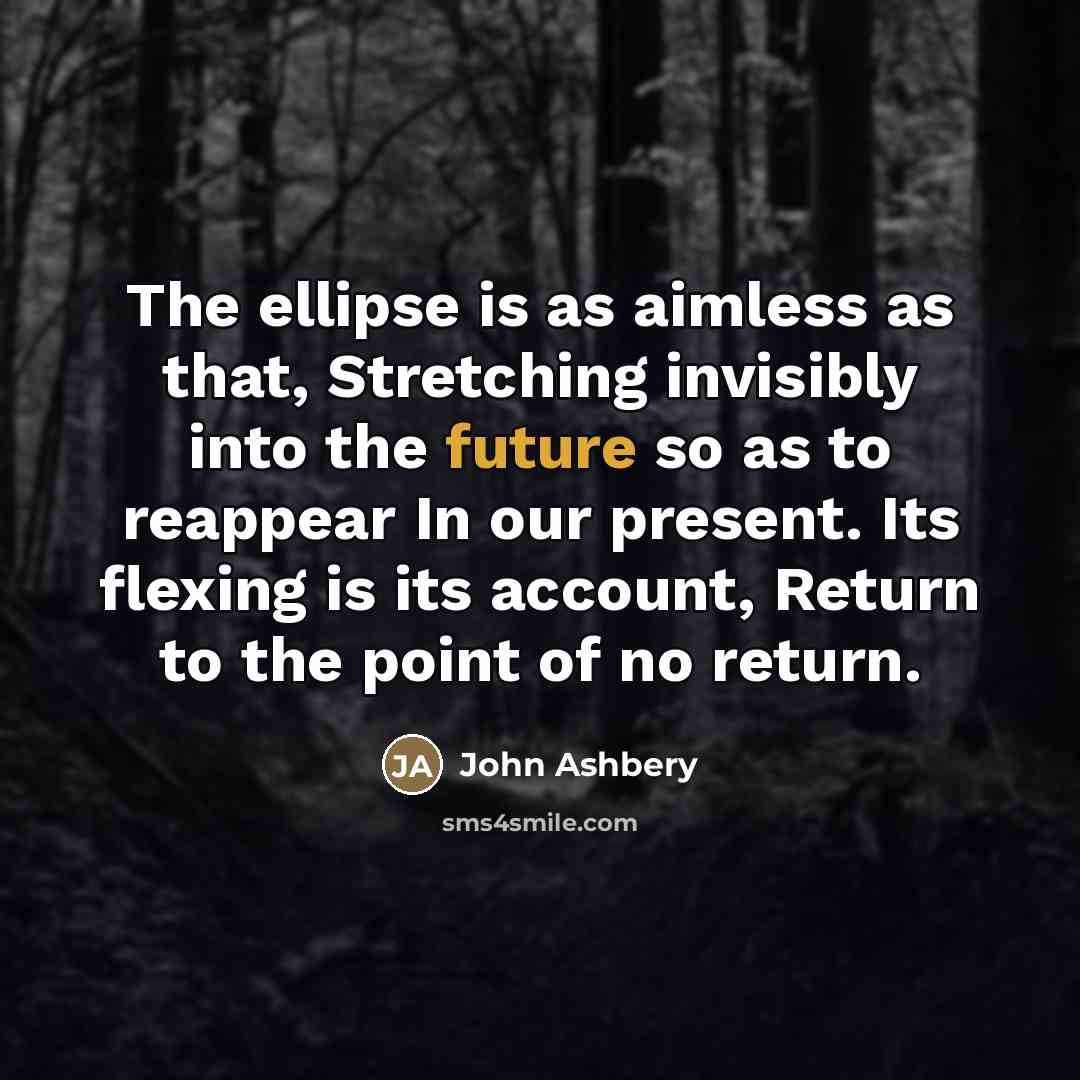 “The ellipse is as aimless as that, Stretching invisibly into…” quote by John Ashbery