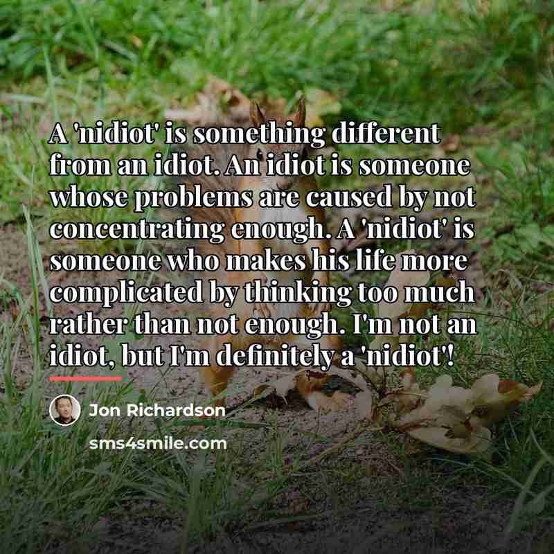 “A 'nidiot' is something different from an idiot. An idiot…” quote by Jon Richardson
