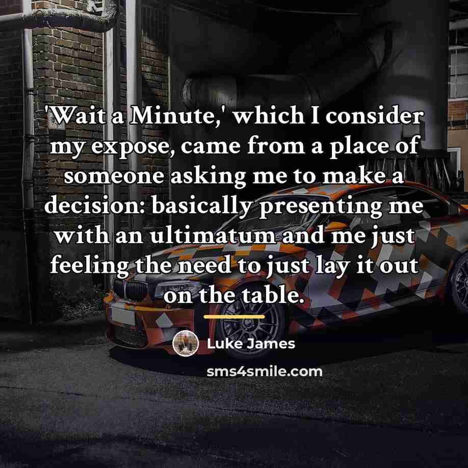 “'Wait a Minute,' which I consider my expose, came from…” quote by Luke James