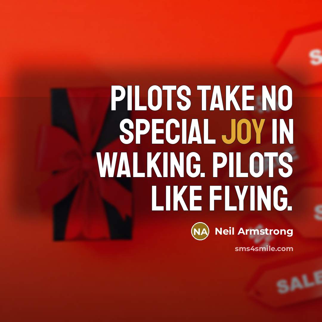 “Pilots take no special joy in walking. Pilots like flying.…” quote by Neil Armstrong