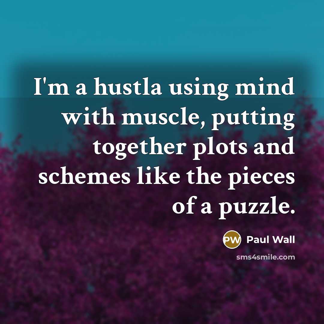 “I'm a hustla using mind with muscle, putting together plots…” quote by Paul Wall