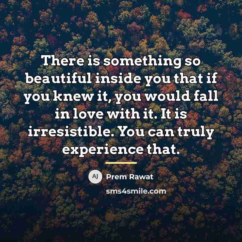“There is something so beautiful inside you that if you…” quote by Prem Rawat