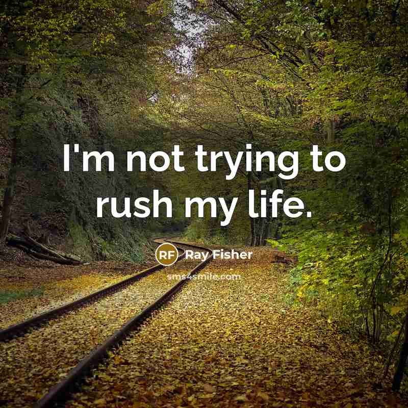 “I'm not trying to rush my life.…” quote by Ray Fisher