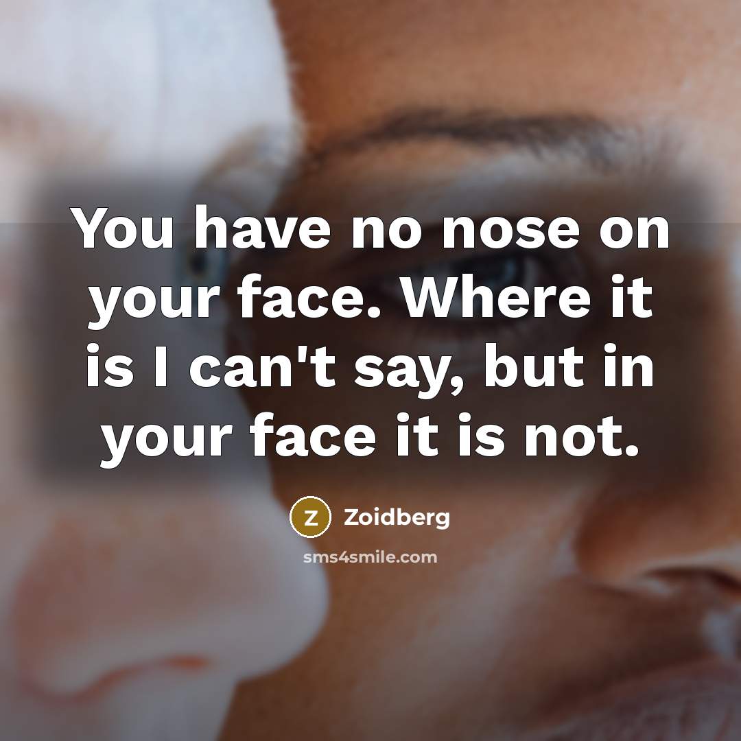 “You have no nose on your face. Where it is I can't say, but in your face it is not.” quote by Zoidberg
