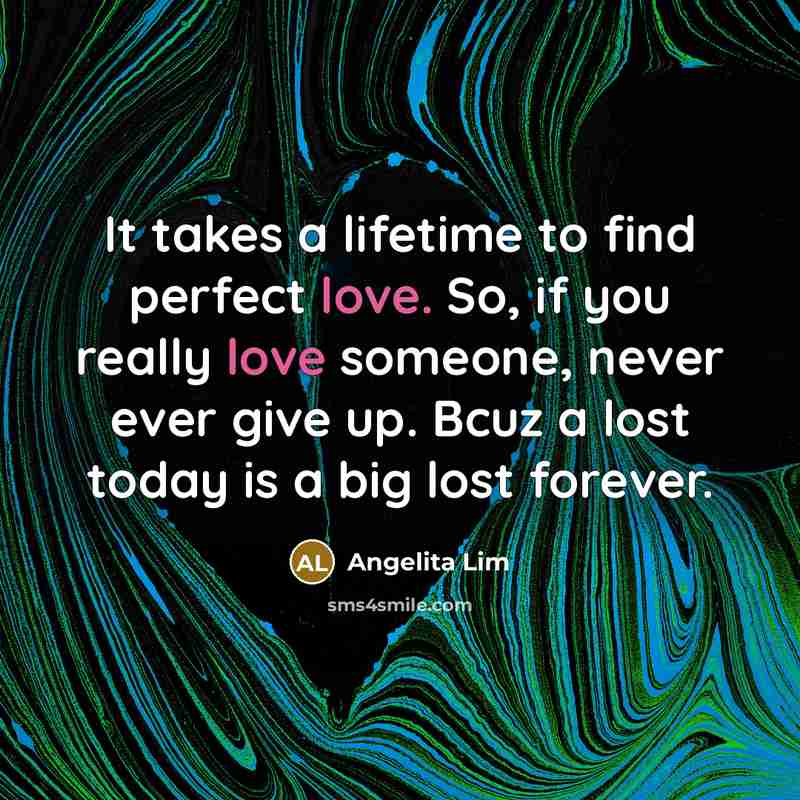“It takes a lifetime to find perfect love. So, if…” quote by Angelita Lim