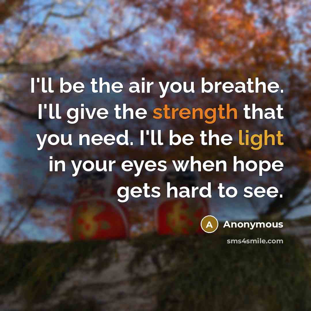 “I'll be the air you breathe. I'll give the strength…” quote by Anonymous