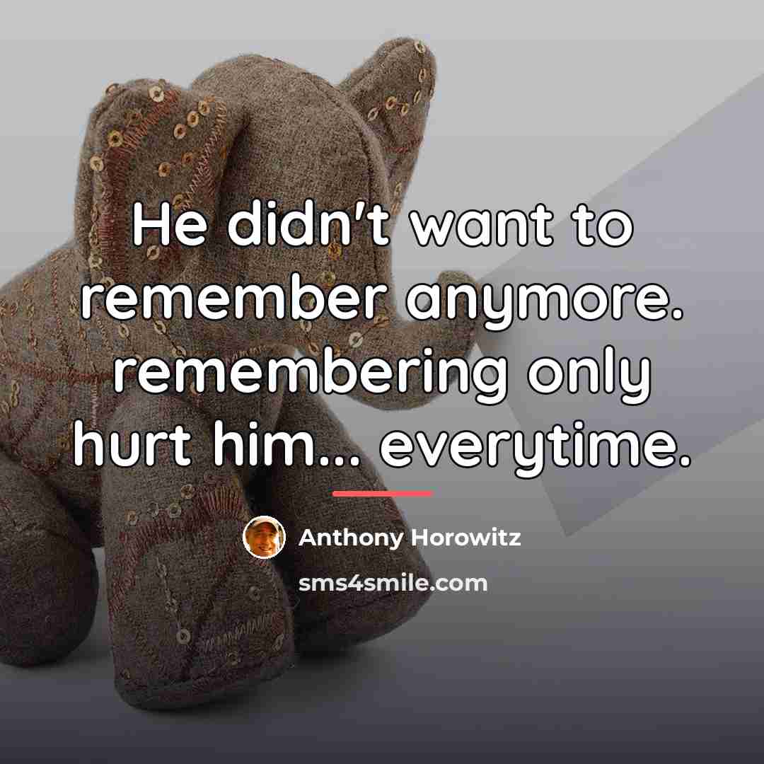“He didn't want to remember anymore. remembering only hurt him...…” quote by Anthony Horowitz