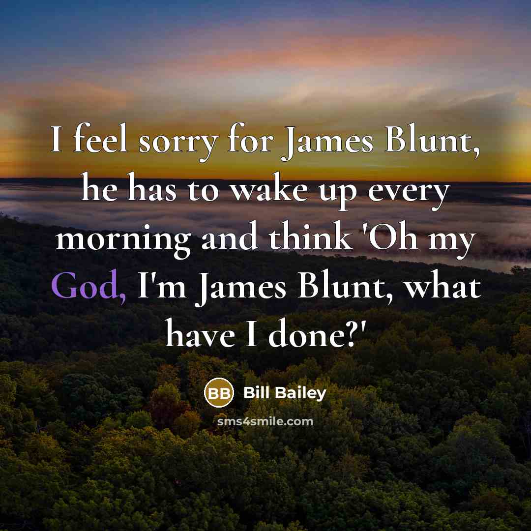 “I feel sorry for James Blunt, he has to wake…” quote by Bill Bailey