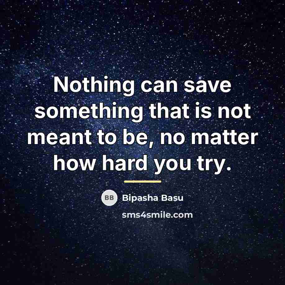 “Nothing can save something that is not meant to be,…” quote by Bipasha Basu