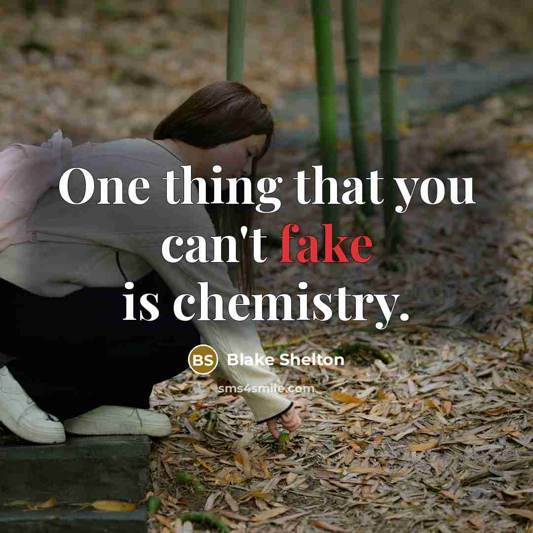 “One thing that you can't fake is chemistry.…” quote by Blake Shelton