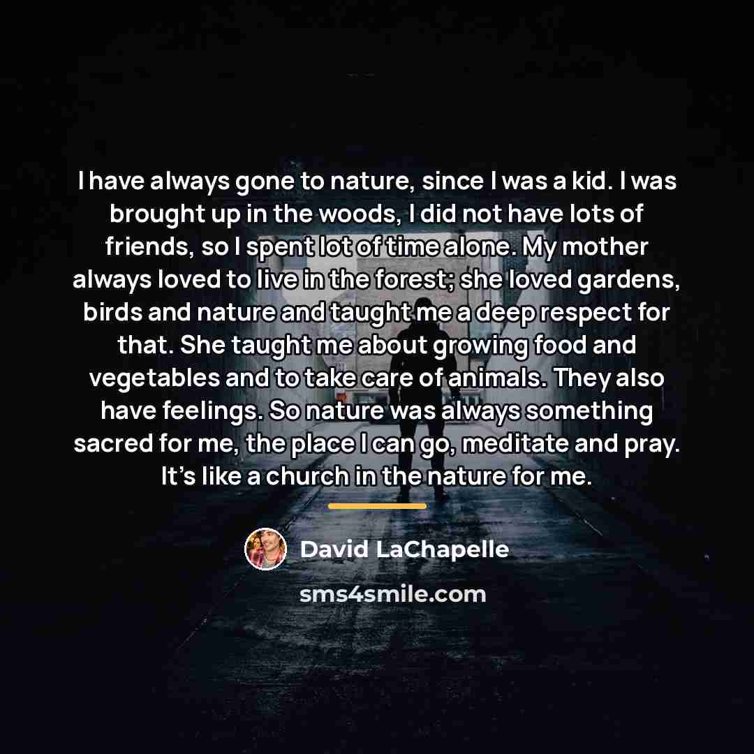 “I have always gone to nature, since I was a…” quote by David LaChapelle