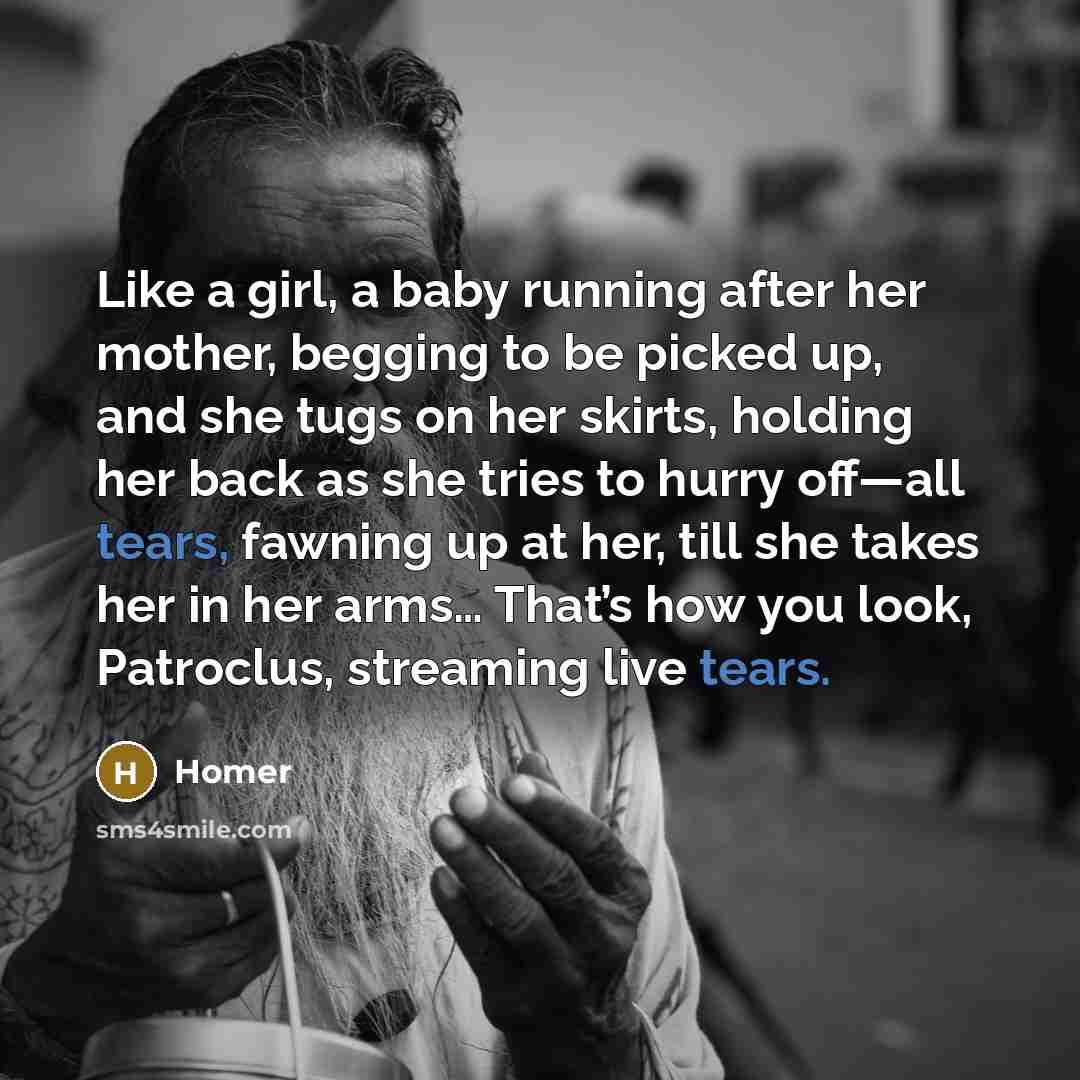 “Like a girl, a baby running after her mother, begging…” quote by Homer