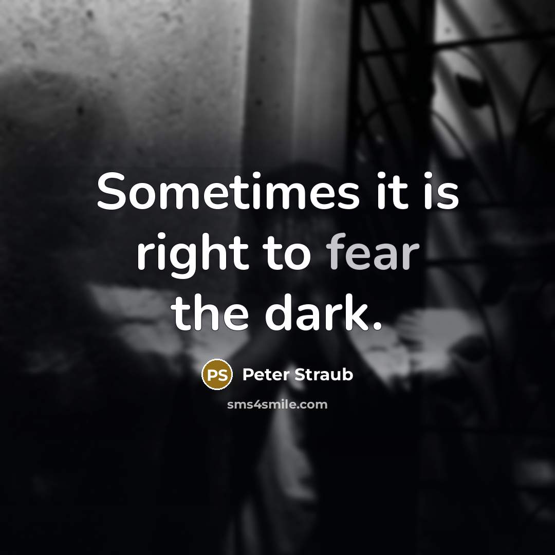 “Sometimes it is right to fear the dark.…” quote by Peter Straub