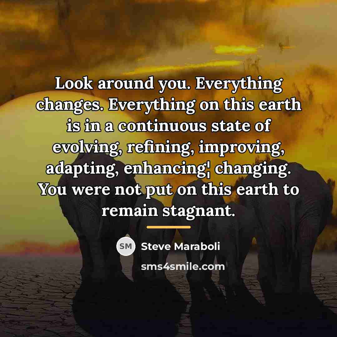 “Look around you. Everything changes. Everything on this earth is…” quote by Steve Maraboli