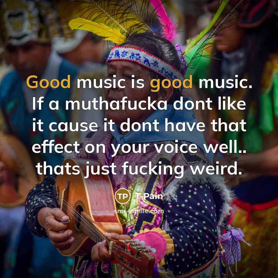“Good music is good music. If a muthafucka dont like…” quote by T-Pain