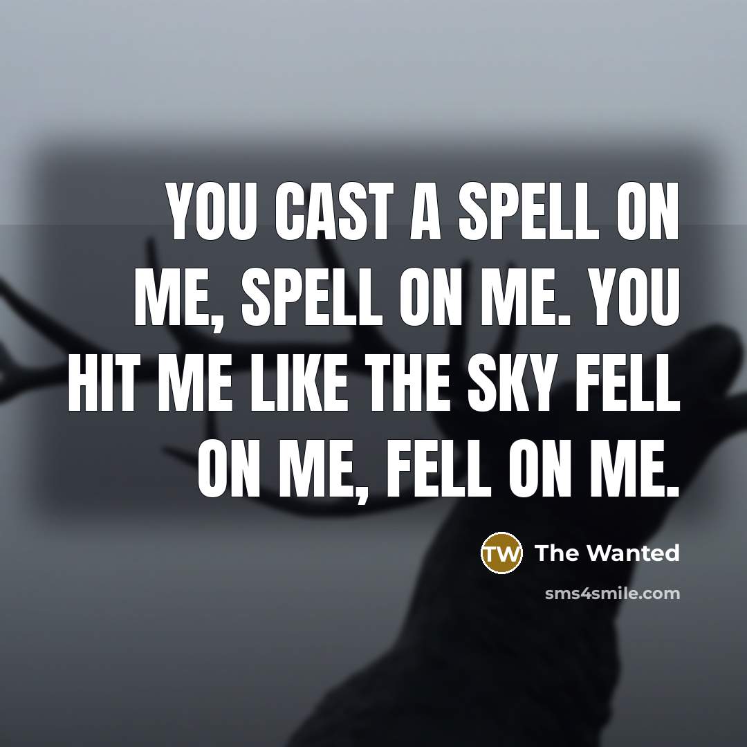 “You cast a spell on me, spell on me. You hit me like the sky fell on me, fell on me.” quote by The Wanted