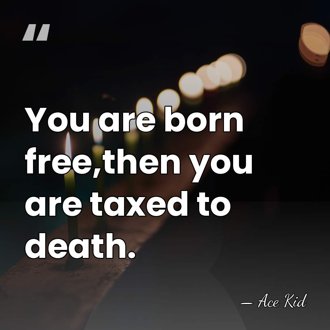 You are born free,then you are taxed to death. - Ace Kid