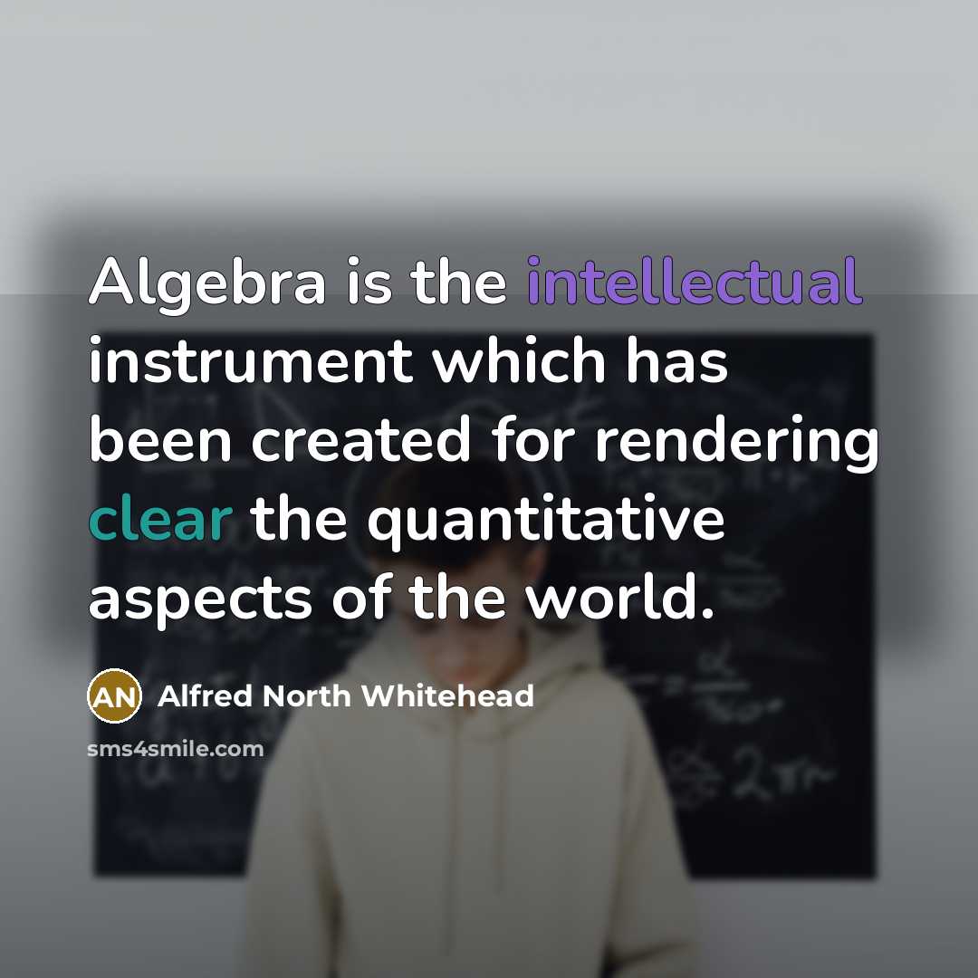 “Algebra is the intellectual instrument which has been created for…” quote by Alfred North Whitehead