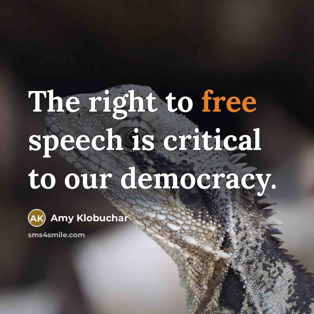 “The right to free speech is critical to our democracy.…” quote by Amy Klobuchar