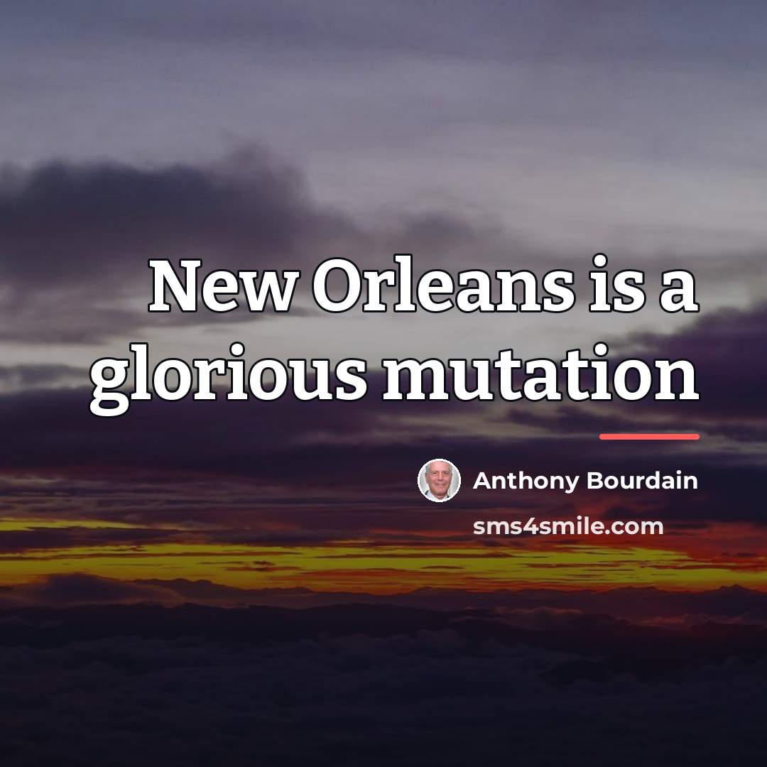 “New Orleans is a glorious mutation…” quote by Anthony Bourdain