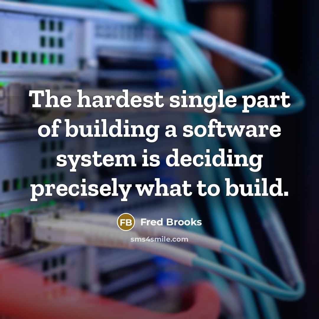 “The hardest single part of building a software system is…” quote by Fred Brooks