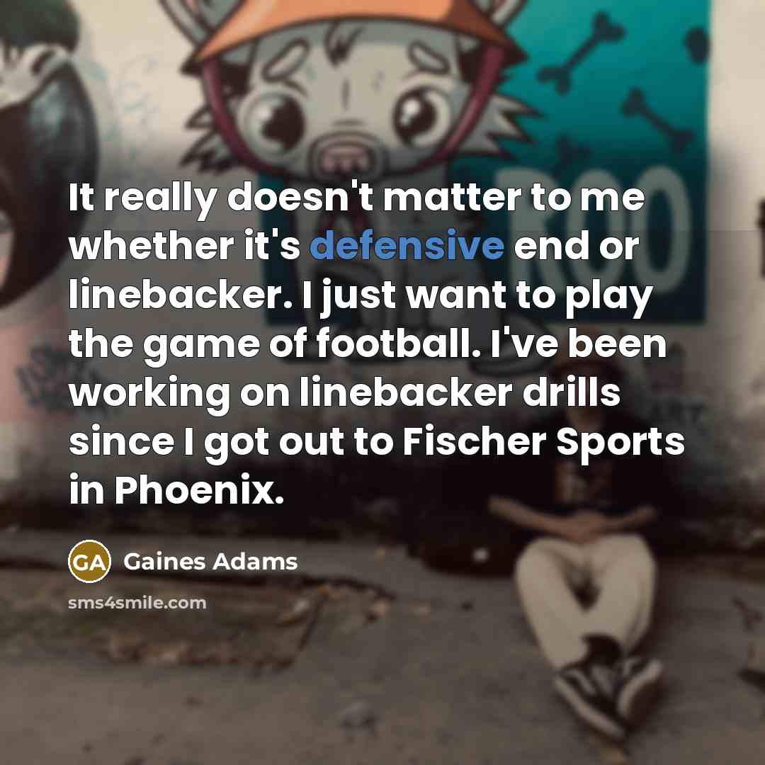 “It really doesn't matter to me whether it's defensive end…” quote by Gaines Adams