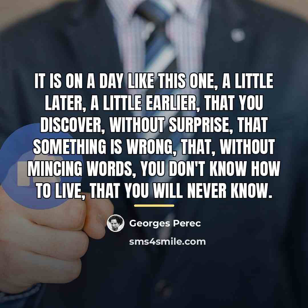“It is on a day like this one, a little…” quote by Georges Perec