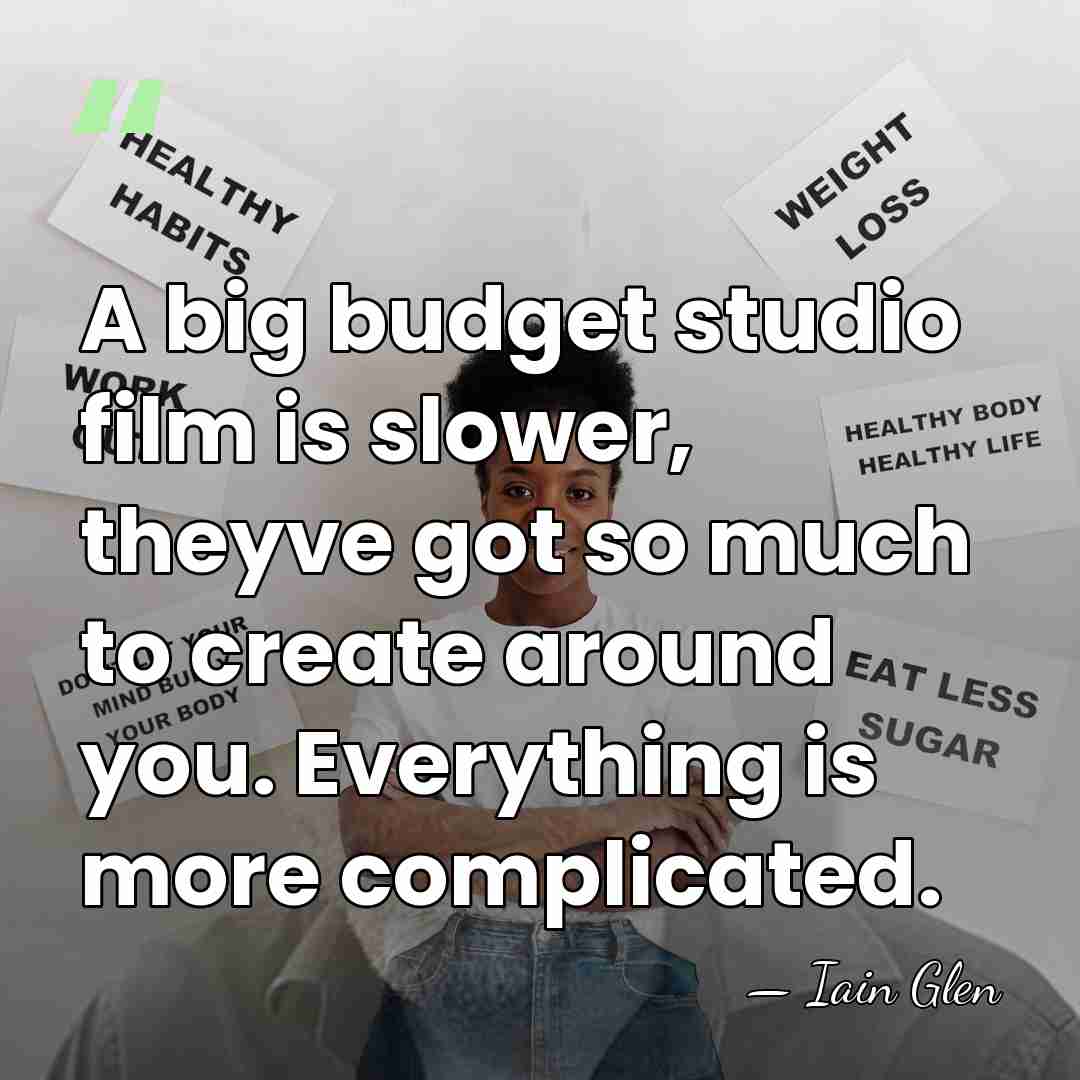 A big budget studio film is slower, theyve got so much to&hellip; - Iain Glen
