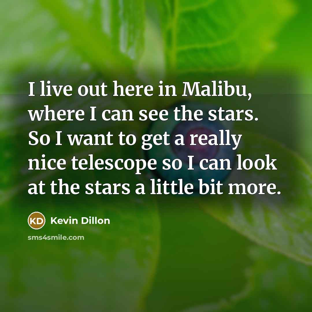 “I live out here in Malibu, where I can see…” quote by Kevin Dillon