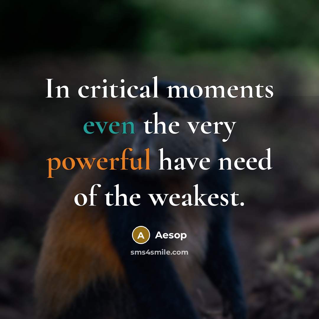 “In critical moments even the very powerful have need of…” quote by Aesop