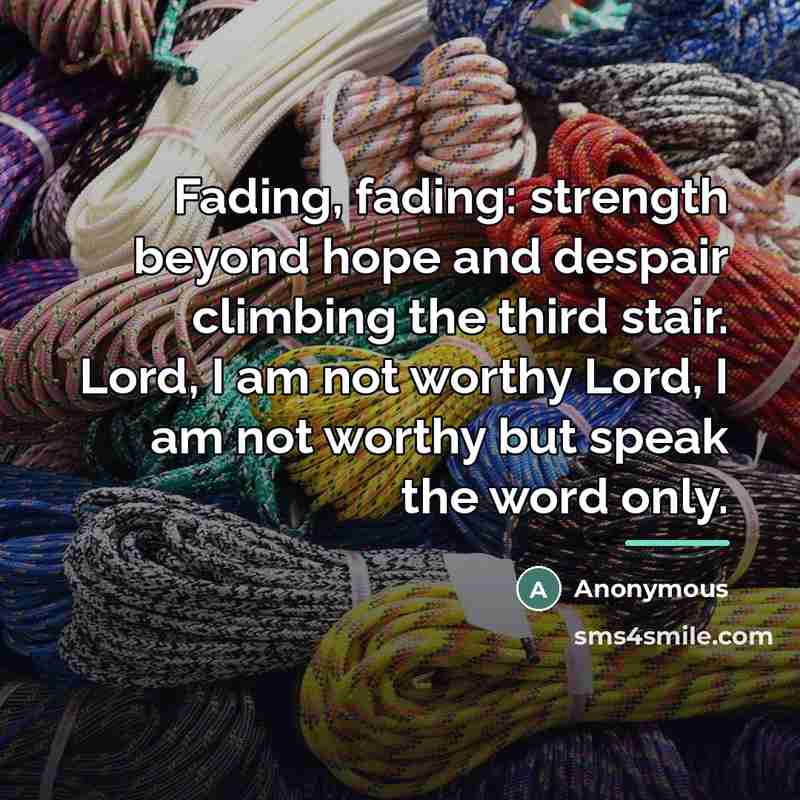 “Fading, fading: strength beyond hope and despair climbing the third…” quote by Anonymous