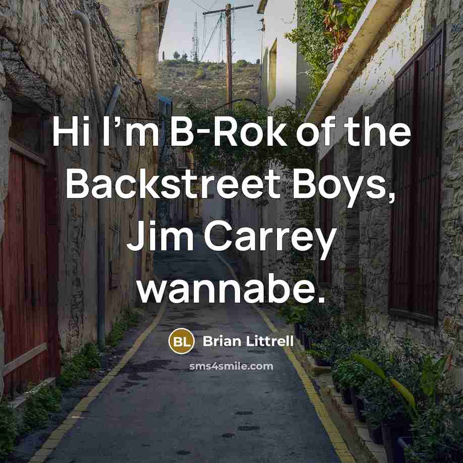 “Hi I'm B-Rok of the Backstreet Boys, Jim Carrey wannabe.…” quote by Brian Littrell