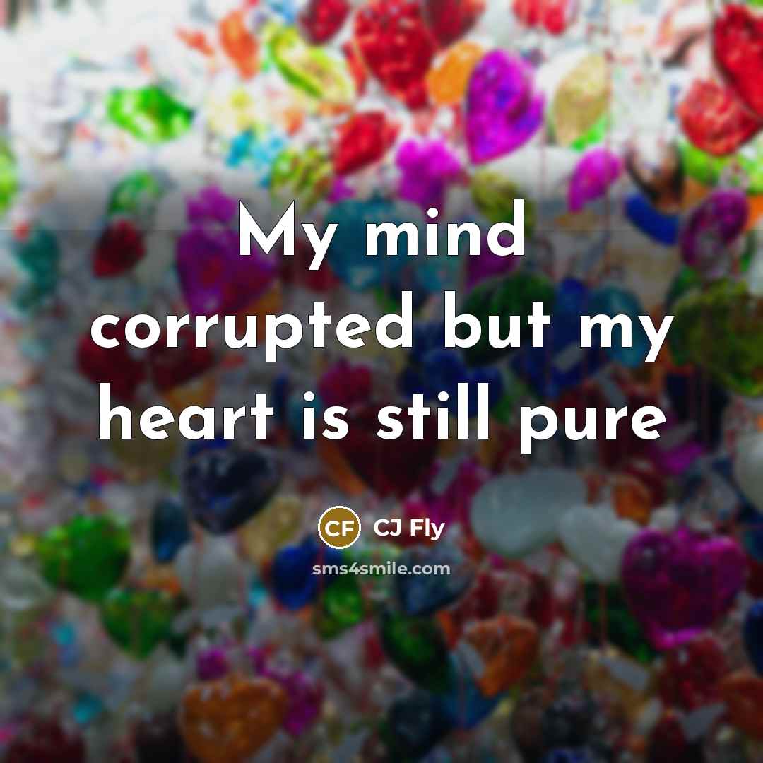 “My mind corrupted but my heart is still pure…” quote by CJ Fly