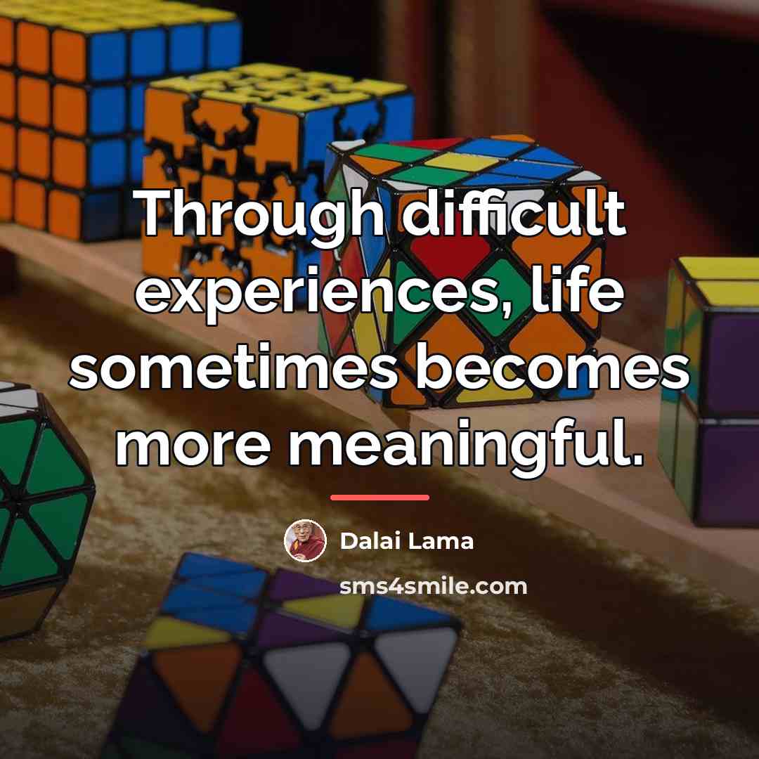 “Through difficult experiences, life sometimes becomes more meaningful.…” quote by Dalai Lama