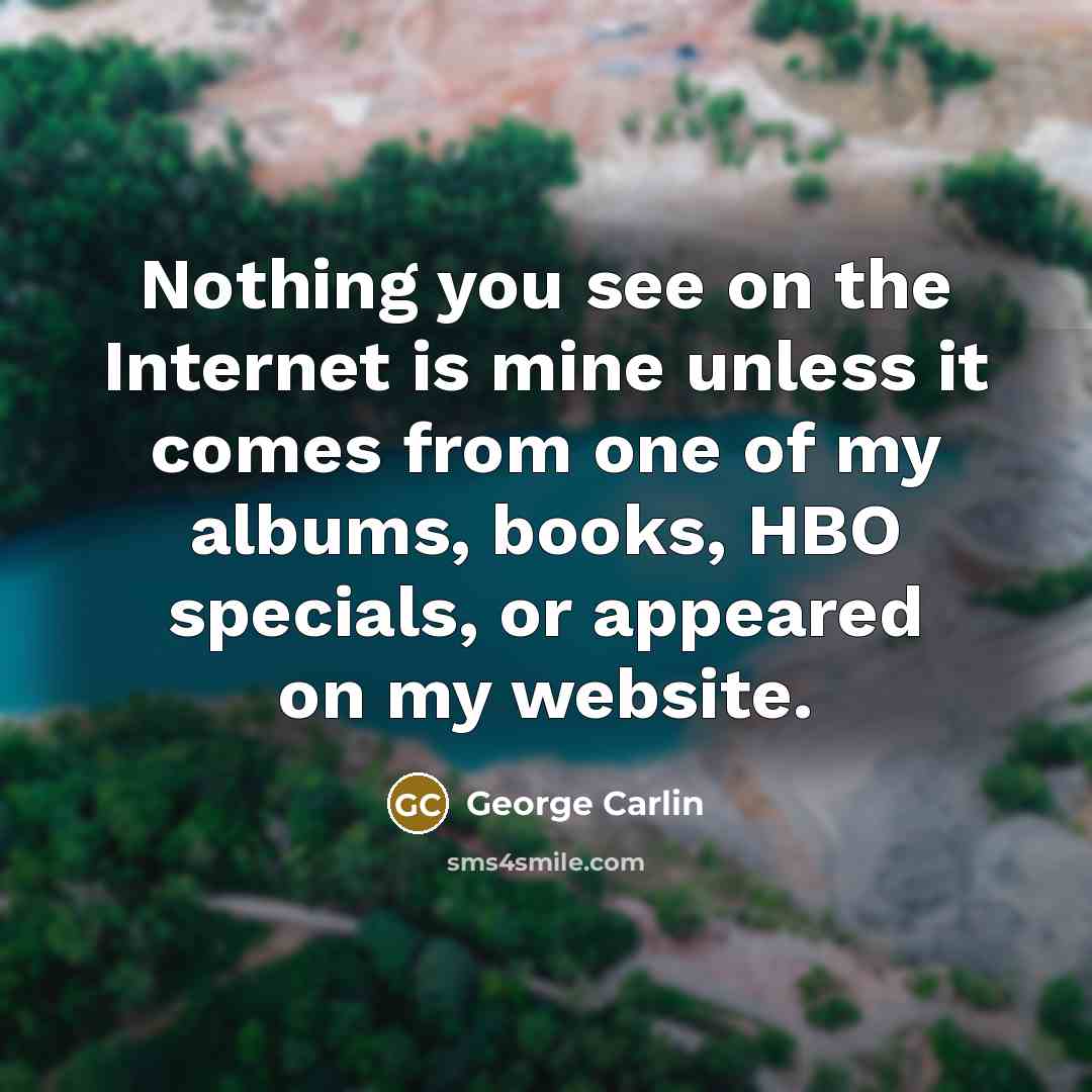 “Nothing you see on the Internet is mine unless it…” quote by George Carlin