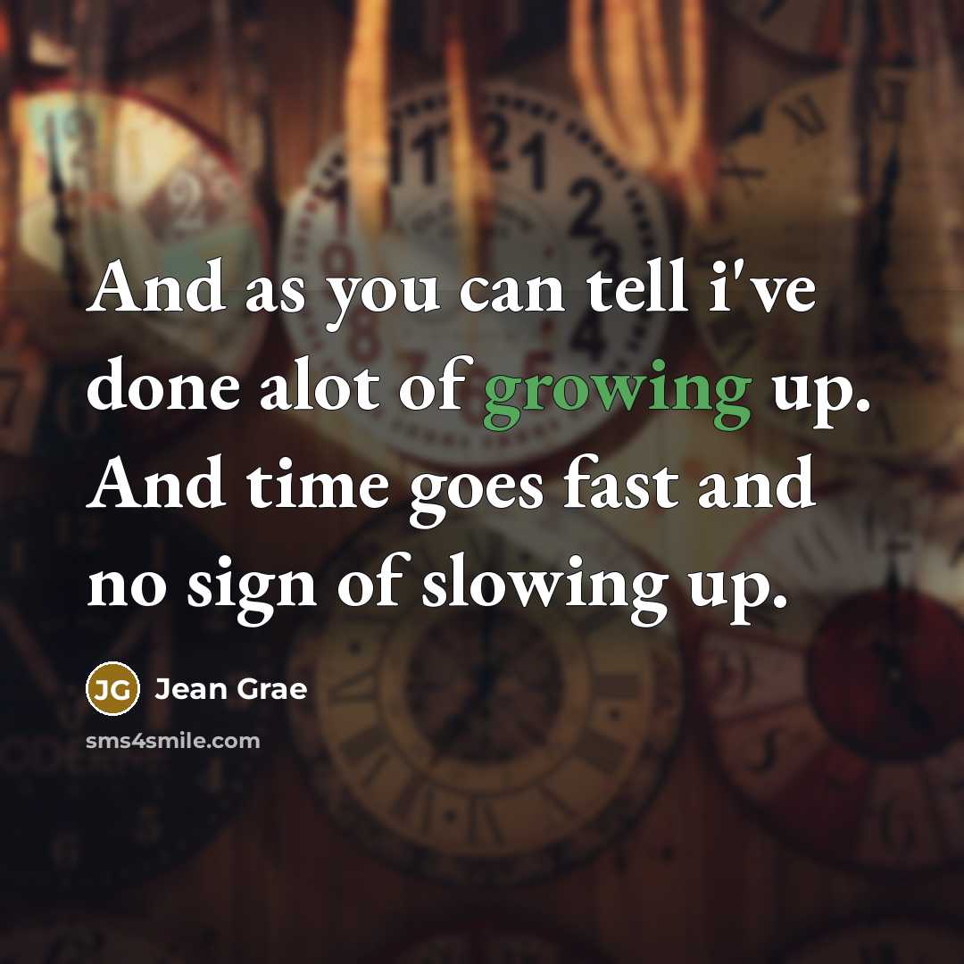 “And as you can tell i've done alot of growing up. And time goes fast and no sign of slowing up.” quote by Jean Grae