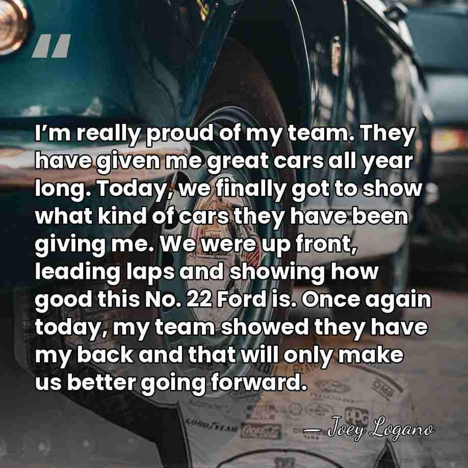 I’m really proud of my team. They have given me great cars&hellip; - Joey Logano