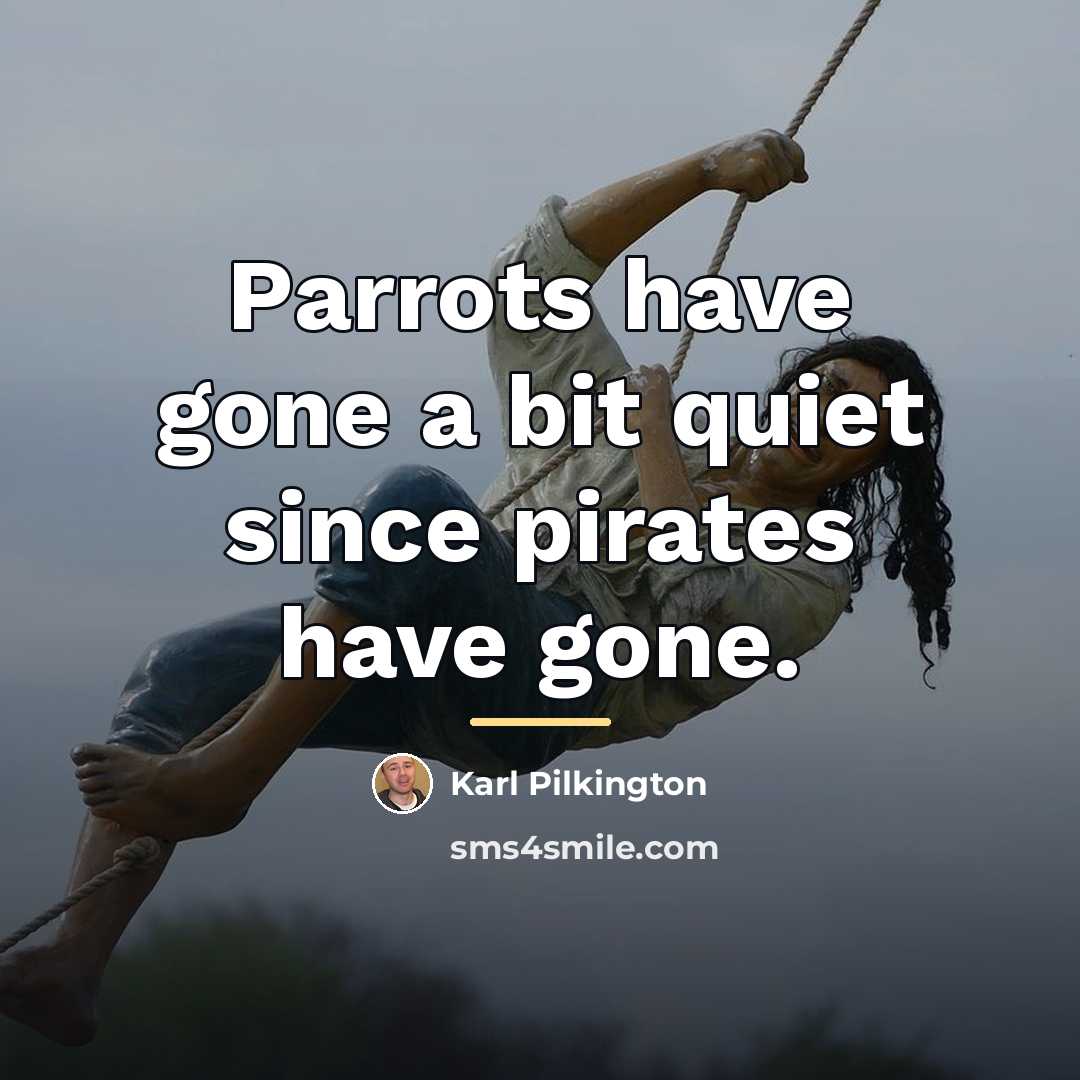 “Parrots have gone a bit quiet since pirates have gone.…” quote by Karl Pilkington