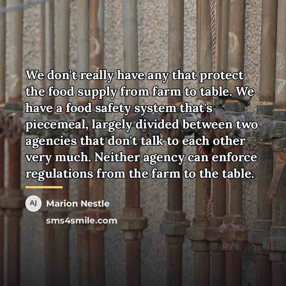 “We don't really have any that protect the food supply…” quote by Marion Nestle
