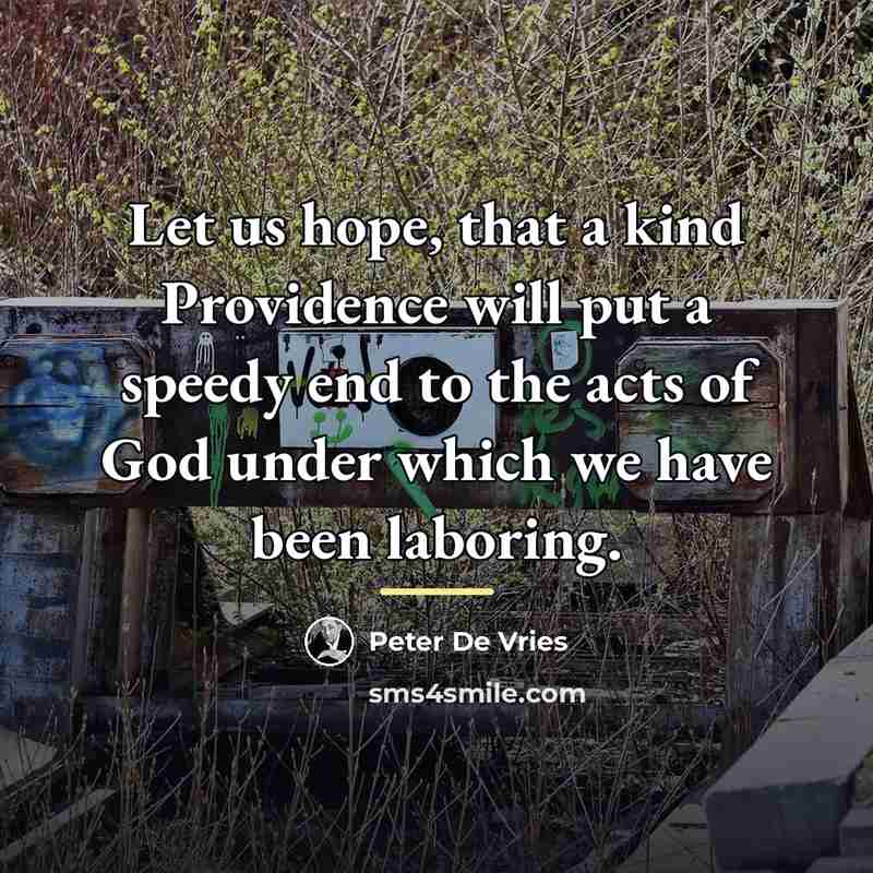 “Let us hope, that a kind Providence will put a…” quote by Peter De Vries