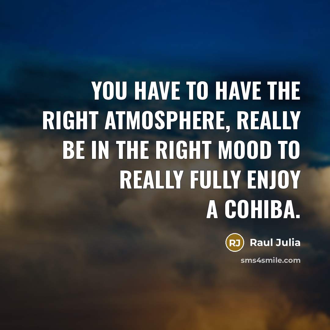 “You have to have the right atmosphere, really be in…” quote by Raul Julia