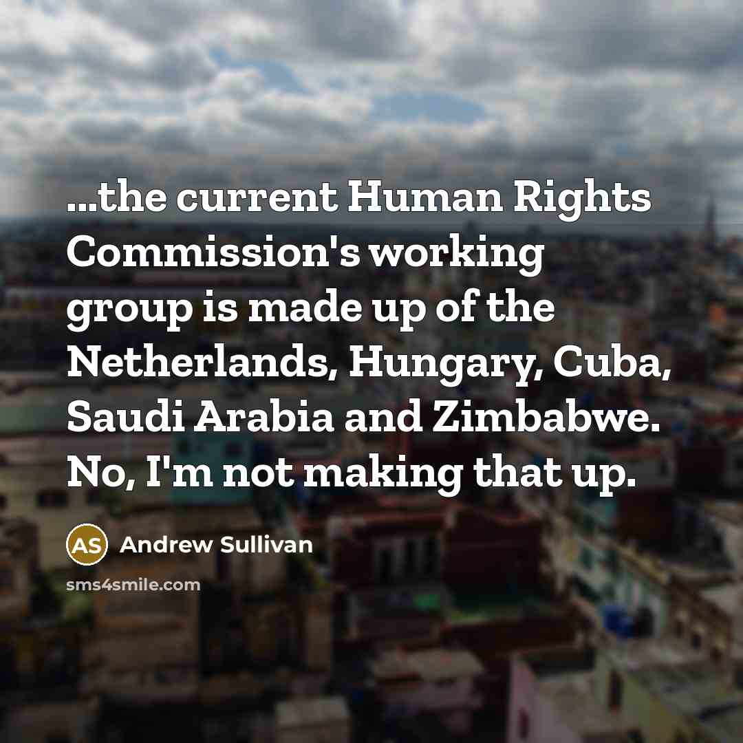 “...the current Human Rights Commission's working group is made up…” quote by Andrew Sullivan