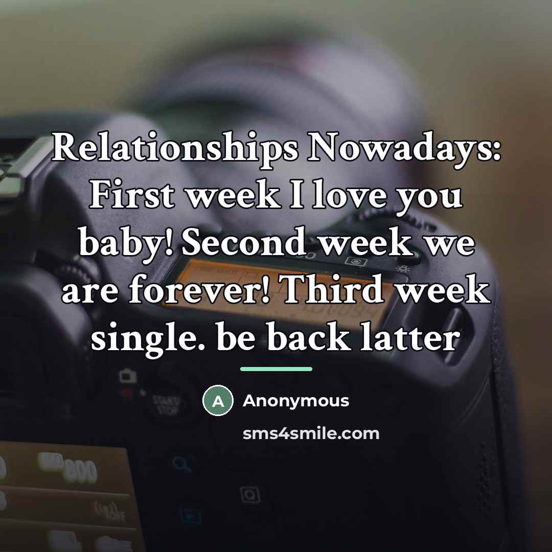 “Relationships Nowadays: First week I love you baby! Second week…” quote by Anonymous