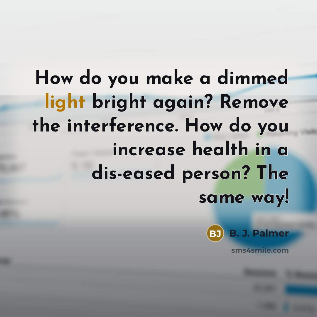 “How do you make a dimmed light bright again? Remove…” quote by B. J. Palmer